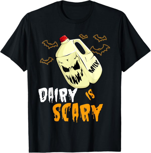 Funny Vegan Halloween Dairy Is Scary Veganism Gift T-Shirt - Image 2
